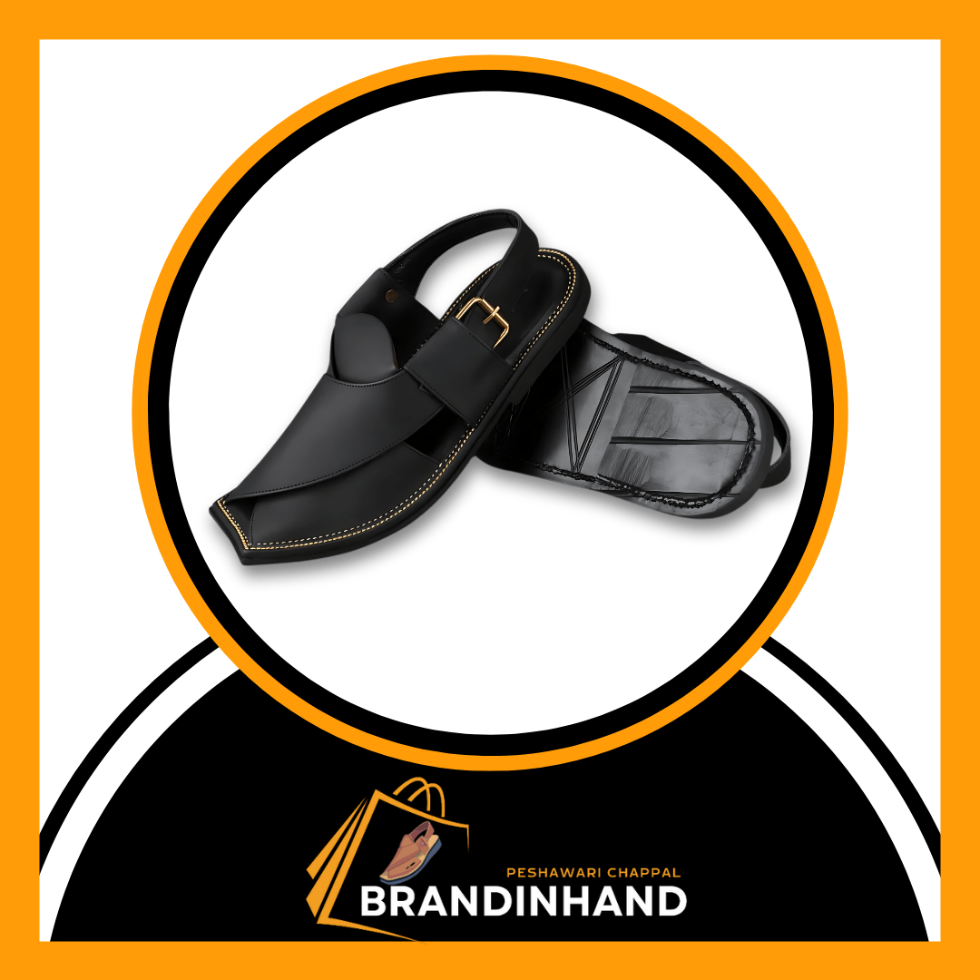 Matte Peshawari Chappal with golden stitches, showcasing elegant design and premium craftsmanship.