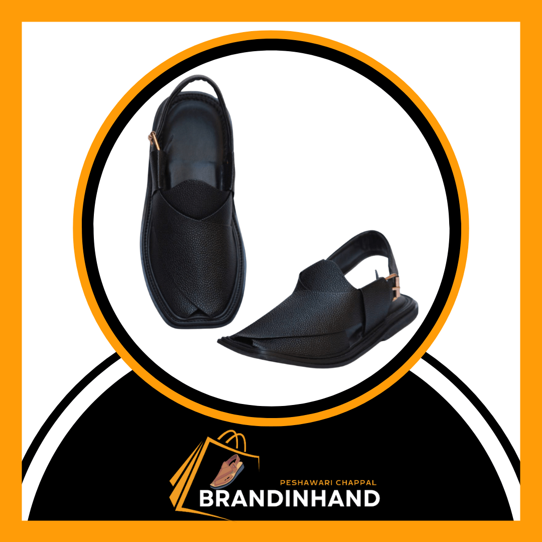 Matte Peshawari Chappal with golden stitches, showcasing elegant design and premium craftsmanship.