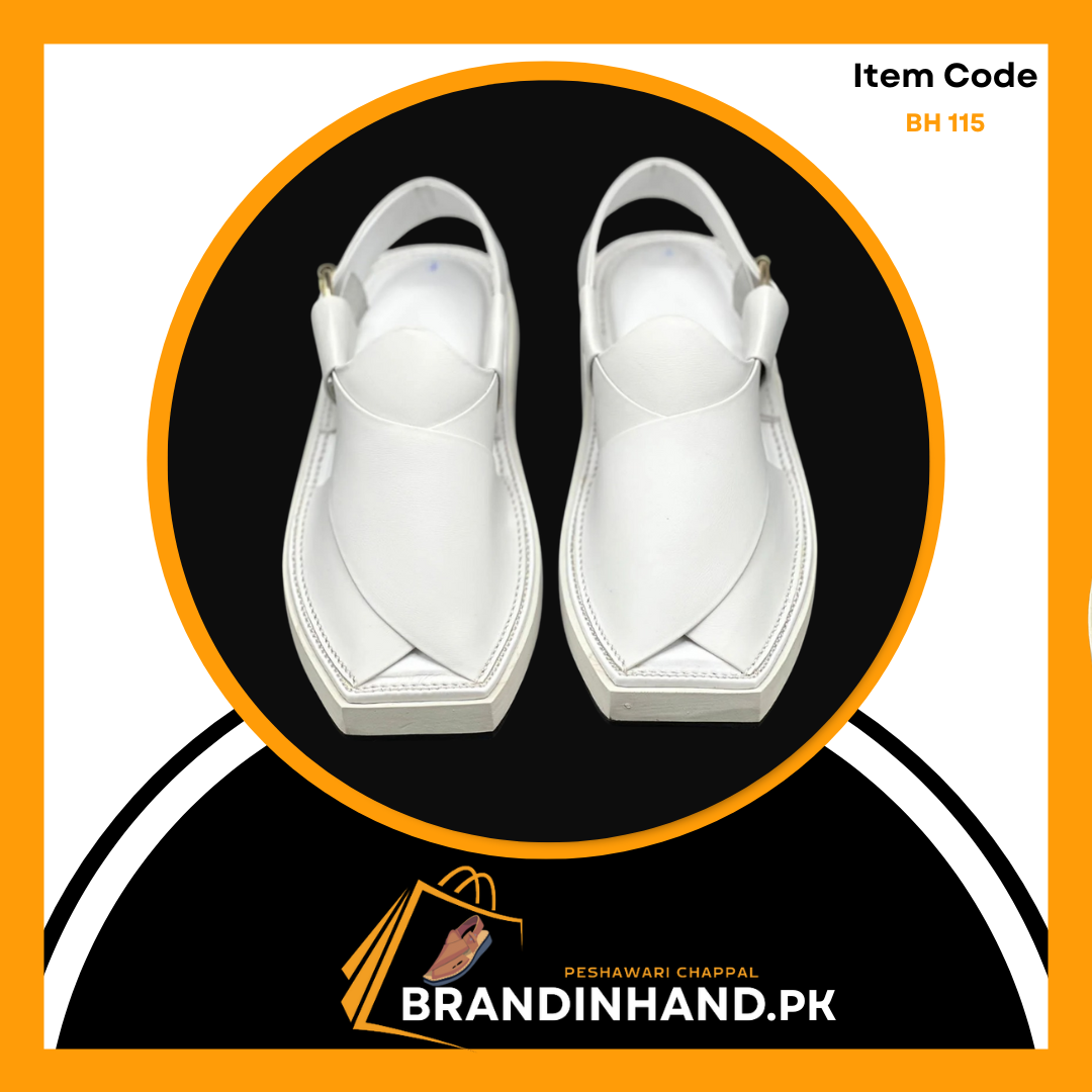 Kaptan White Peshawari Chappal -Brandinhand.pk