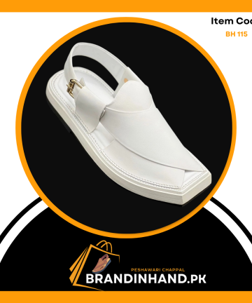 Kaptan White Peshawari Chappal -Brandinhand.pk