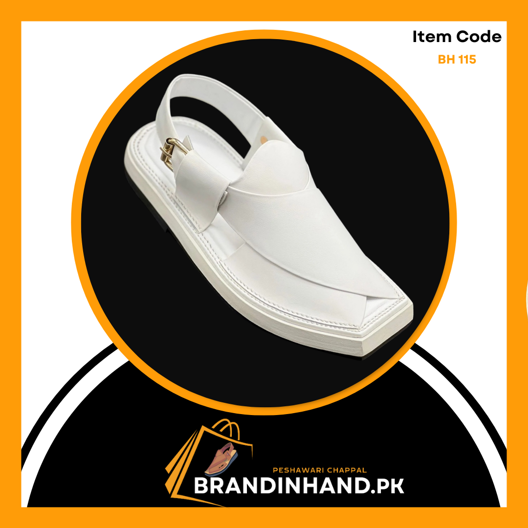 Kaptan White Peshawari Chappal -Brandinhand.pk
