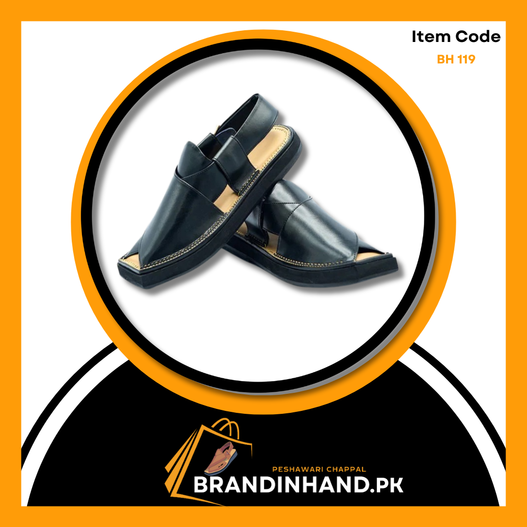 Kaptan Black Peshawari Chappal - brandinhand.pk