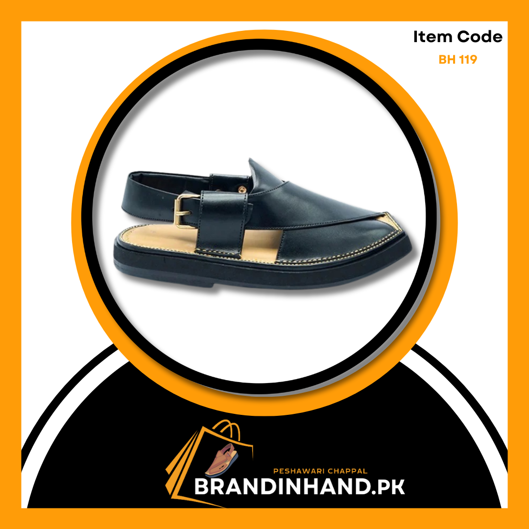 Kaptan Black Peshawari Chappal - brandinhand.pk